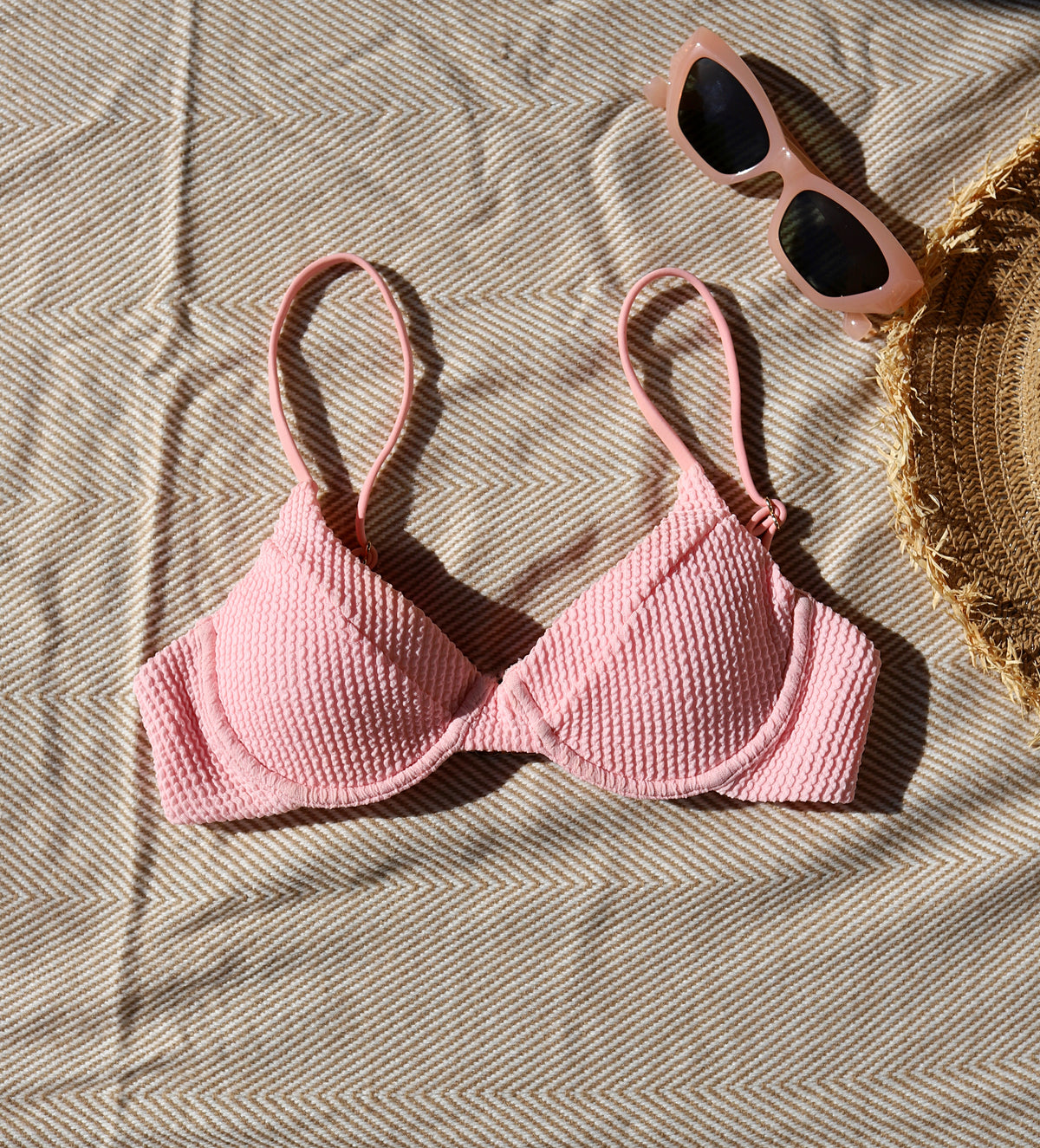 Rushy Pink Bikini-Top